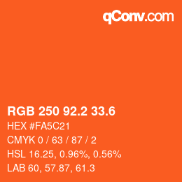 カラーコード: RGB 250 92.2 33.6 | qconv.com