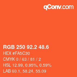 カラーコード: RGB 250 92.2 48.6 | qconv.com