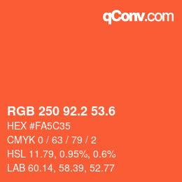 カラーコード: RGB 250 92.2 53.6 | qconv.com
