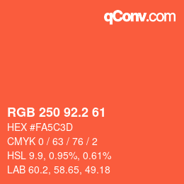 カラーコード: RGB 250 92.2 61 | qconv.com