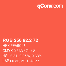 カラーコード: RGB 250 92.2 72 | qconv.com