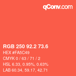 カラーコード: RGB 250 92.2 73.6 | qconv.com