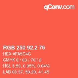 カラーコード: RGB 250 92.2 76 | qconv.com