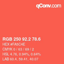 カラーコード: RGB 250 92.2 78.6 | qconv.com