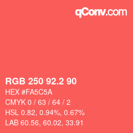 カラーコード: RGB 250 92.2 90 | qconv.com