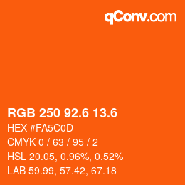 カラーコード: RGB 250 92.6 13.6 | qconv.com