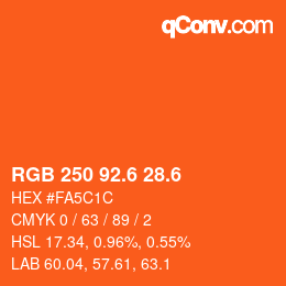 カラーコード: RGB 250 92.6 28.6 | qconv.com