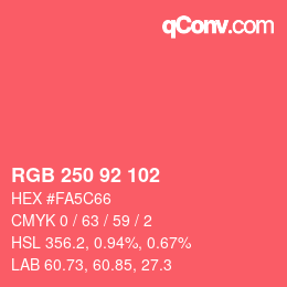 颜色代码: RGB 250 92 102 | qconv.com