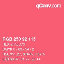 颜色代码: RGB 250 92 115 | qconv.com