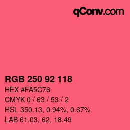 颜色代码: RGB 250 92 118 | qconv.com