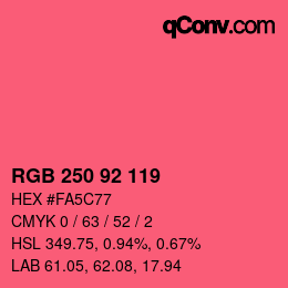 颜色代码: RGB 250 92 119 | qconv.com
