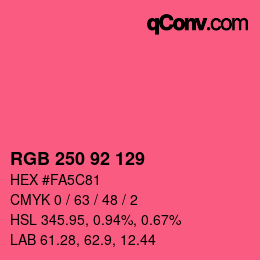 颜色代码: RGB 250 92 129 | qconv.com