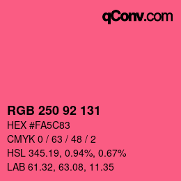 颜色代码: RGB 250 92 131 | qconv.com