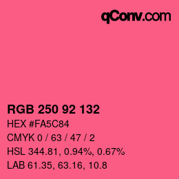 颜色代码: RGB 250 92 132 | qconv.com