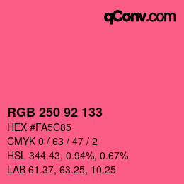 颜色代码: RGB 250 92 133 | qconv.com