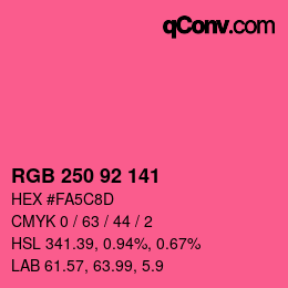 颜色代码: RGB 250 92 141 | qconv.com