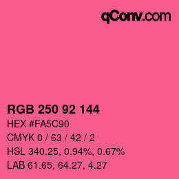 颜色代码: RGB 250 92 144 | qconv.com