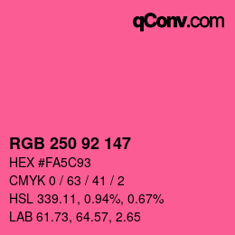 颜色代码: RGB 250 92 147 | qconv.com