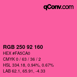 颜色代码: RGB 250 92 160 | qconv.com