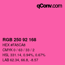 颜色代码: RGB 250 92 168 | qconv.com