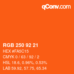 颜色代码: RGB 250 92 21 | qconv.com