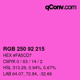 颜色代码: RGB 250 92 215 | qconv.com