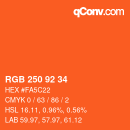 カラーコード: RGB 250 92 34 | qconv.com