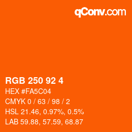 カラーコード: RGB 250 92 4 | qconv.com