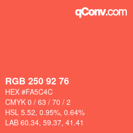 颜色代码: RGB 250 92 76 | qconv.com