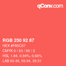 颜色代码: RGB 250 92 87 | qconv.com