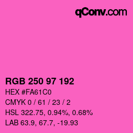 カラーコード: RGB 250 97 192 | qconv.com