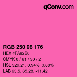Color code: RGB 250 98 176 | qconv.com