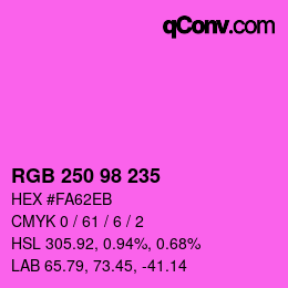 Color code: RGB 250 98 235 | qconv.com