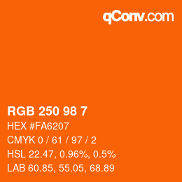 カラーコード: RGB 250 98 7 | qconv.com