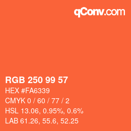 Color code: RGB 250 99 57 | qconv.com