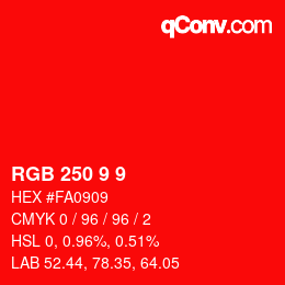 Color code: RGB 250 9 9 | qconv.com