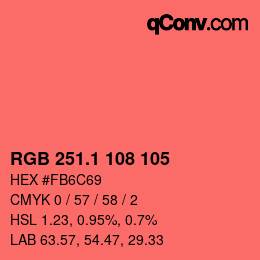 カラーコード: RGB 251.1 108 105 | qconv.com