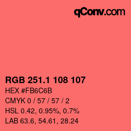 カラーコード: RGB 251.1 108 107 | qconv.com