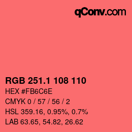 カラーコード: RGB 251.1 108 110 | qconv.com