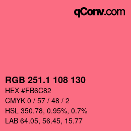 カラーコード: RGB 251.1 108 130 | qconv.com