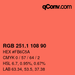 カラーコード: RGB 251.1 108 90 | qconv.com