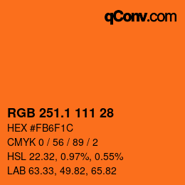 カラーコード: RGB 251.1 111 28 | qconv.com