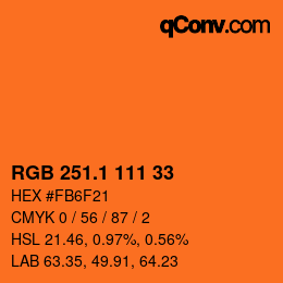 カラーコード: RGB 251.1 111 33 | qconv.com