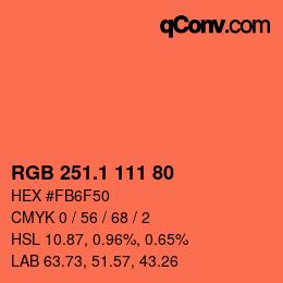カラーコード: RGB 251.1 111 80 | qconv.com