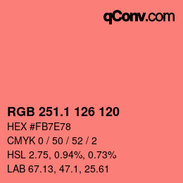 カラーコード: RGB 251.1 126 120 | qconv.com