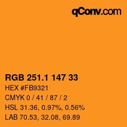 カラーコード: RGB 251.1 147 33 | qconv.com