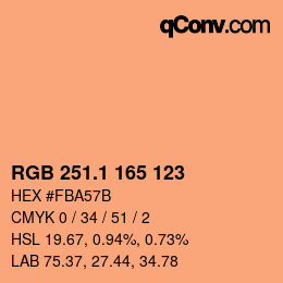 カラーコード: RGB 251.1 165 123 | qconv.com