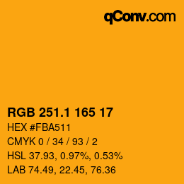 カラーコード: RGB 251.1 165 17 | qconv.com