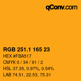 カラーコード: RGB 251.1 165 23 | qconv.com