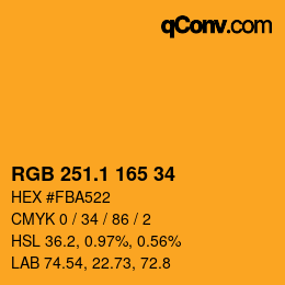 カラーコード: RGB 251.1 165 34 | qconv.com